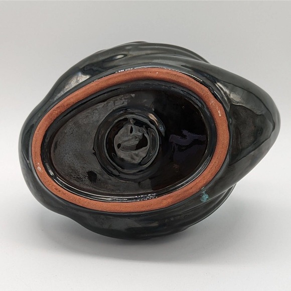 Blue Mountain Pottery Swan Planter Drip Glaze Blue Green Black Redware Vintage - Picture 7 of 12